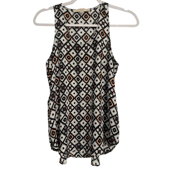 Loft Women's Petite XS Boho Colorful Abstract Print Racerback Tank Top Beach - Picture 1 of 9